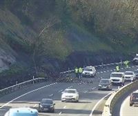 Un desprendimiento ha provocado retenciones de 2 kilómetros en la AP-8 en Usurbil