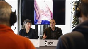 Iratxe Urizar y Aiert Larrarte en rueda de prensa. Foto: EFE